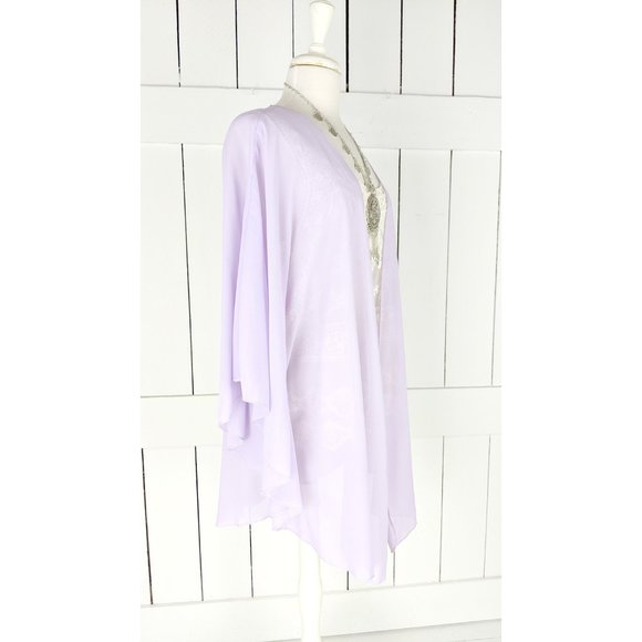 Sheer chiffon lavender kimono cardigan cover up READY TO SHIP - Picture 2 of 6